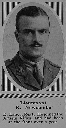 Newcombe R Lt 1st East Lancashire Regiment The Sphere 19th Aug 1916