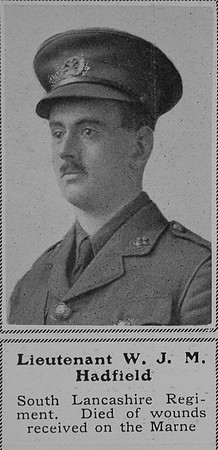 Hadfield W J M Lt South Lancs Regiment The Sphere 26th Sep 1914