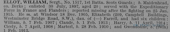Ellot W Sergt 1517 1st Scots Guards Obit