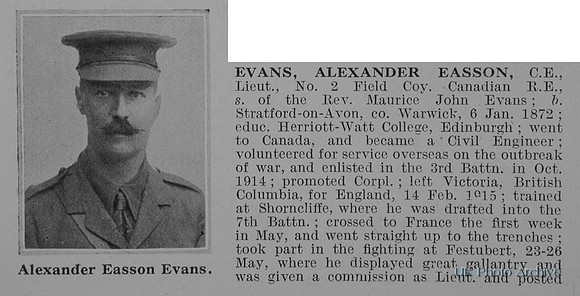 Evans A E Lt Canadian Royal Engineers Obit Part 1