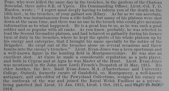 Evan-Jones H G Lt 1st Welsh Regiment Obit Part 3