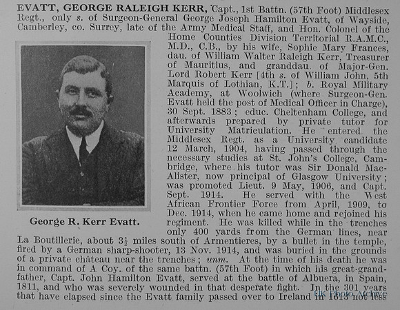 Evatt G R K Captain 1st Middlesex Regiment Obit Part 1