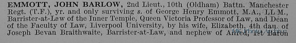 Emmott J B 2nd Lt 10th Manchester Regiment Obit Part 1