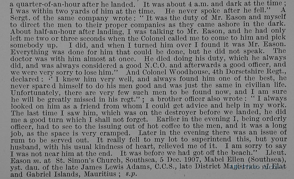 Eason S Lt 5th Dorset Regiment Obit Part 2