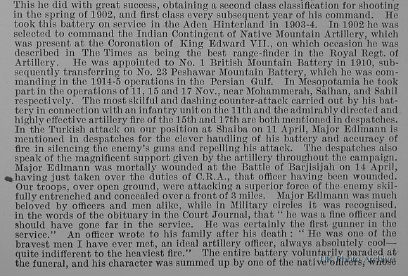 Edlmann E E Major DSO Royal Artillery Obit Part 3