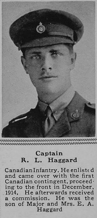 Haggard R L Captain Princess Patricia's Canadian Light Infantry (Eastern Ontario Regiment) The Sphere 15th Dec 1917