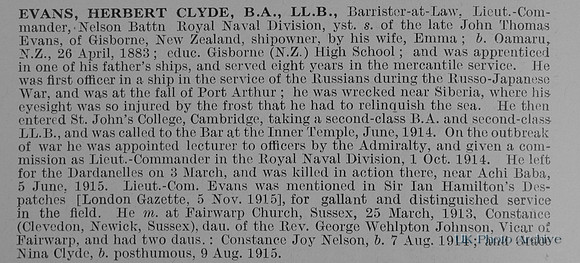 Evans H C Lt Comm Nelson Btn RND Obit