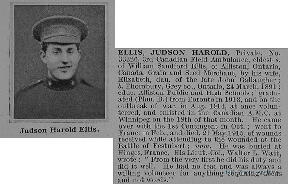 Ellis J H Pte 33326 Canadian Field Ambulance Obit