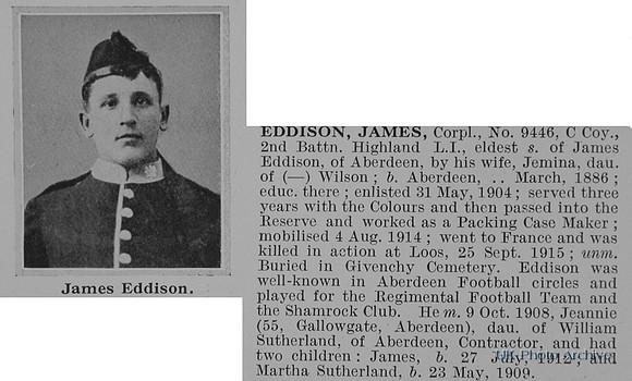 Eddison J Cpl 9446 2nd Highland Light Infantry Obit