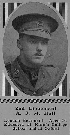 Hall A J M 2nd Lt 20th London Regiment The Sphere 16th Dec 1916
