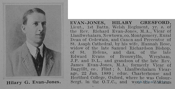 Evan-Jones H G Lt 1st Welsh Regiment Obit Part 1