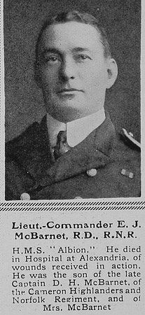 McBarnet E J Lt Comm HMS Albion RNR The Sphere 18th Sep 1915