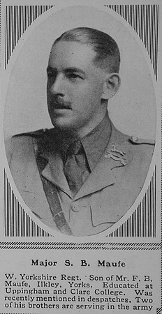 Maufe S B Major 11th West Yorkshire Regiment (Prince of Wales's Own) The Sphere 12th Aug 1916