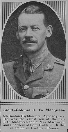 MacQueen J E Lt Col 6th Gordon Highlanders The Sphere 23rd Oct 1915
