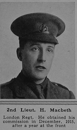 MacBeth H 2nd Lt 17th London Regiment The Sphere 27th Jan 1917