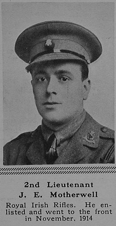 Motherwell J E 2nd Lt 3rd Royal Irish Rifles Attd 9th The Loyal North Lancashire Regiment The Sphere 30th Dec 1916