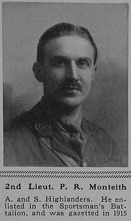 Monteith P R 2nd Lt 13th Attd 2nd Argyll and Sutherland Highlanders The Sphere 13th Jan 1917