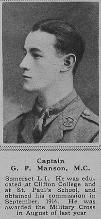 Manson G P Captain Somerset LI The Sphere 3rd Nov 1917