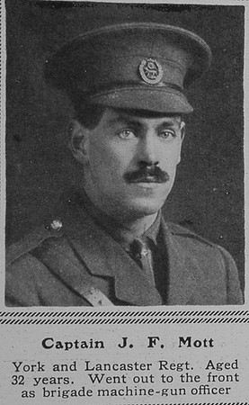 Mott J F Captain 6th York & Lancs Regt The Sphere 18th Sep 1915
