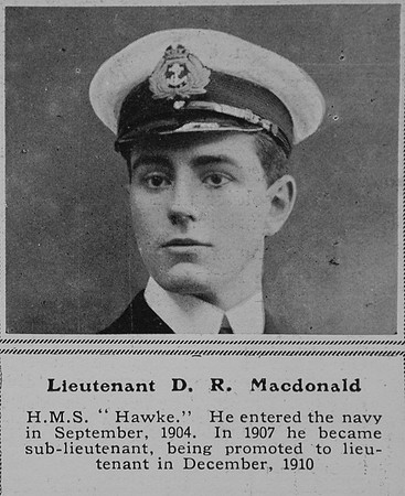 MacDonald D R Lt HMS Hawke Royal Navy The Sphere 7th Nov 1914