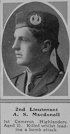MacDonell A S 2nd Lt 1st Cameron Highlanders The Sphere 4th Dec 1915
