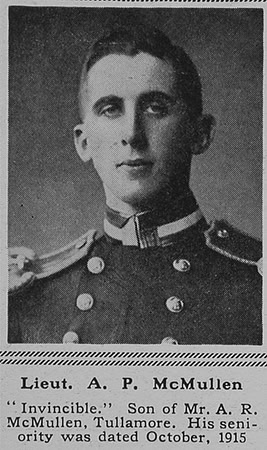 McMullen A P Lt H.M.S. Invincible Royal Navy The Sphere 22nd July 1916