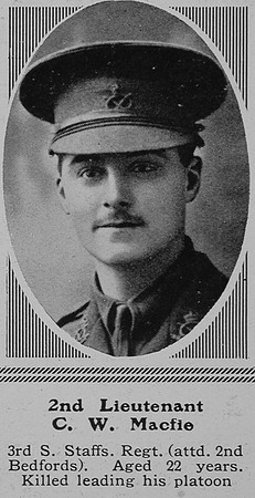 Macfie C W 2nd Lt 3rd South Staffs Regiment The Sphere 21st Aug 1915