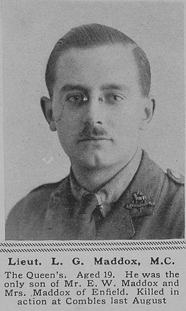 Maddox L G Lt MC + Bar 22nd London Regt The Sphere 11th Jan 1919