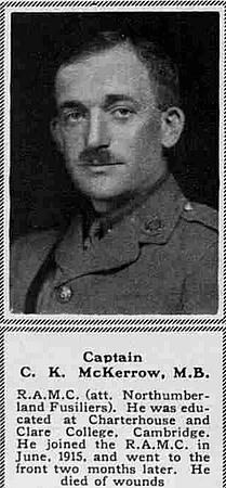 McKerrow C K Captain Royal Army Medical Corps The Sphere 3rd February 1917