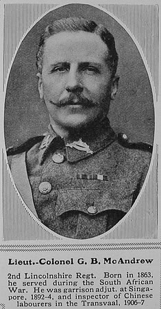 McAndrew G B Lt Col 2nd Lincolnshire Regiment The Sphere 1st May 1915