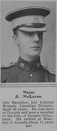 McLaren J Major 10th Canadian Infantry The Sphere 12th Jun 1915