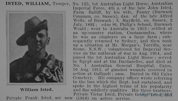 Isted W Tpr 125 1st Australian Light Horse Obit