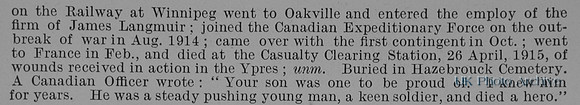 Innes J Pte 11068 4th Canadian Expeditionary Force Obit Part 2