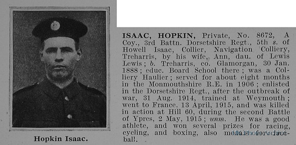 Isaac H Pte 8672 3rd Dorsetshire Regiment Obit