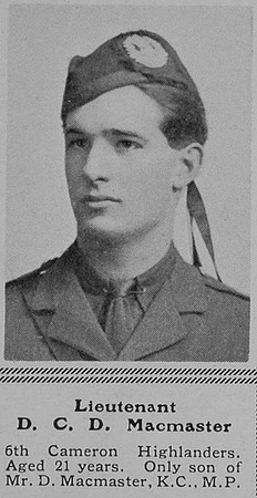 MacMaster D C D Lt 6th Cameron Highlanders The Sphere 30th Oct 1915