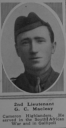 MacLeay G C 2nd Lt 8th Cameron Highlanders The Sphere 2nd Dec 1916