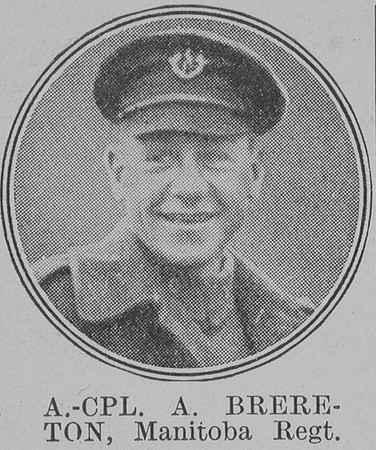 Brereton A Cpl VC Manitoba Regiment Canadian Expeditionary Force