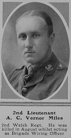 Miles A C V 2nd Lt 2nd Welsh Regt The Sphere 16th Oct 1915