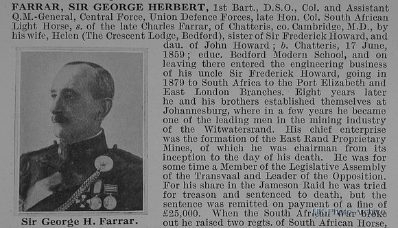 Farrar G H Col Sir DSO Union Defence Forces Obit Part 1