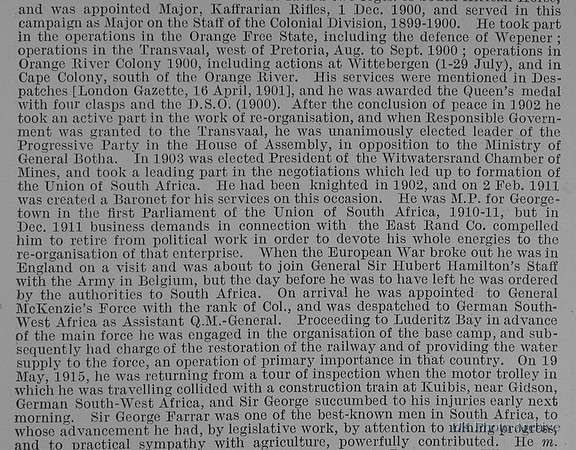 Farrar G H Col Sir DSO Union Defence Forces Obit Part 2