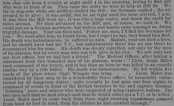 Malet H A G Lt 2nd Kings Own Scottish Borderers Obituary Part 3 De Ruvignys Roll Of Honour Vol 1