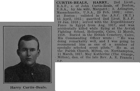 Curtis-Beals H 2nd Lt Royal Air Force Obit De Ruvignys Roll Of Honour Vol 4