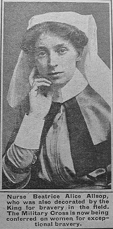 Allsop B A Nurse MC The War Illustrated 23rd September 1916