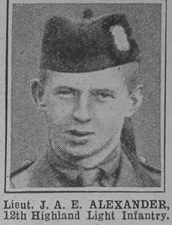 Alexander J A E Lt 12th Highland Light Infantry The War Illustrated 25th Sep 1915