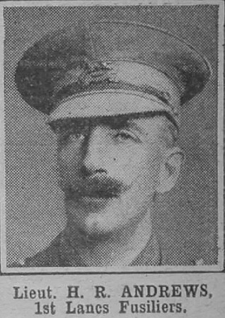 Andrews H R Lt 1st Lancashire Fusiliers The War Illustrated 21st Aug 1915