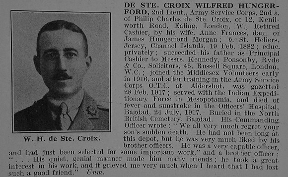 De Ste C W H 2nd Lt Army Service Corps Obit De Ruvignys Roll Of Honour Vol 3