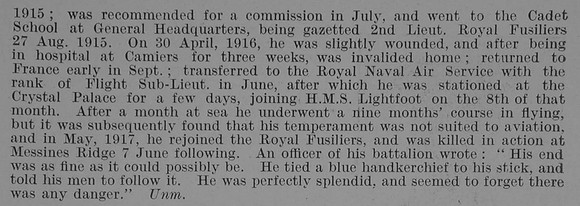 Douglas-Crompton S H L 2nd Lt 1st Royal Fusiliers Obit Part 2 De Ruvignys Roll Of Honour Vol 3