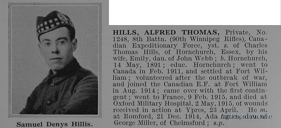 Hills A T Pte 1248 8th Canadian Expeditionary Force Obit