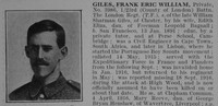 Giles F E W Pte 23rd London Regiment Obit De Ruvignys Roll Of Honour Vol 3
