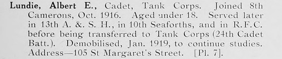 Lundie A E Cadet Tank Corps Photo Available Plate 7
